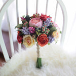Freshness bright bridal bouquet || crimson, pink green theme.