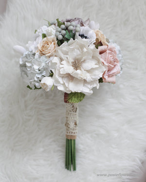Pink w/ Blush Roses Wedding Bouquet - Vintage