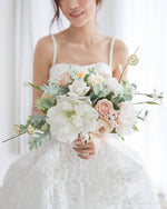 Large white blush bridal bouquet || white blush theme.